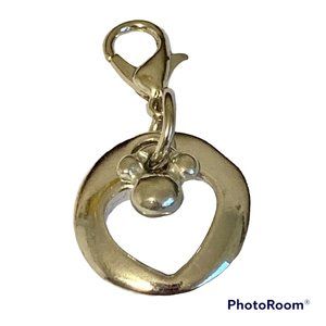 Vintage Mickey Mouse Heart Charm Bracelet Zipper Pull Backpack Purse Silver Tone